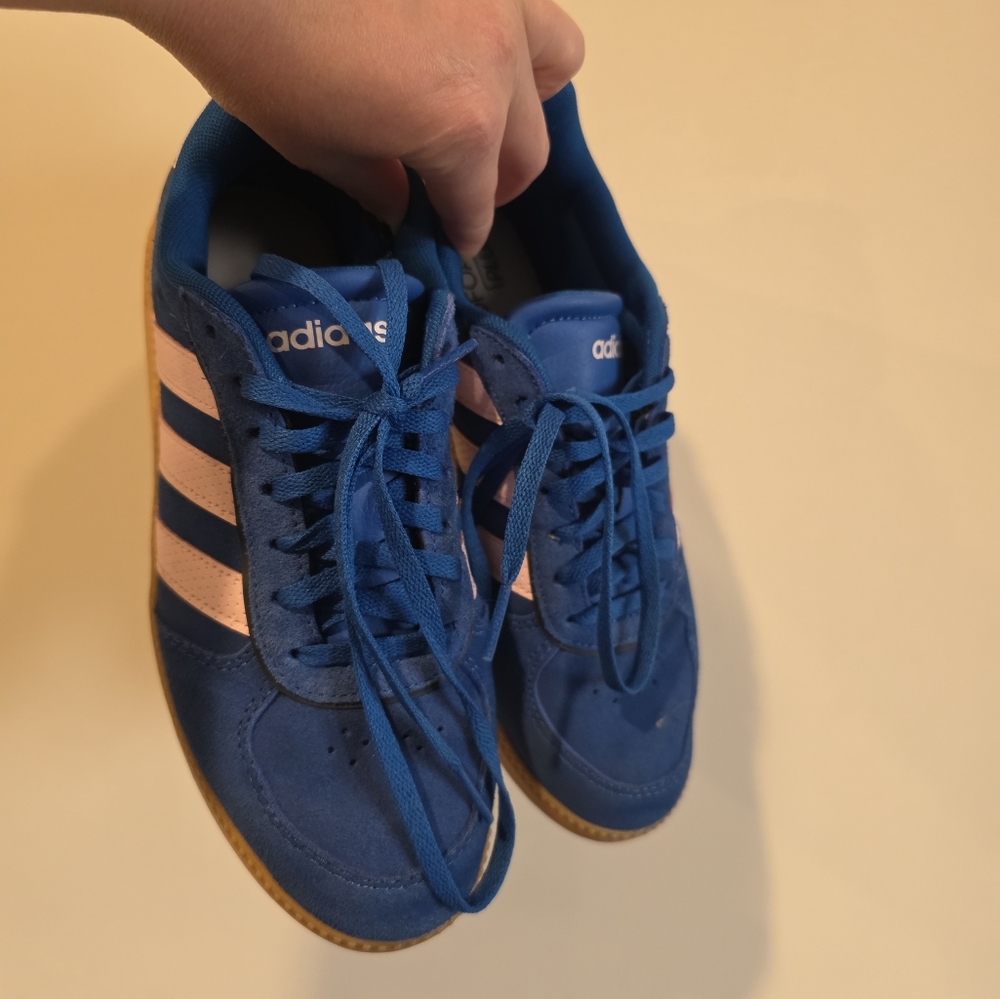 Adidas Cloudfoam Plus Suede 3 Stripe Sneakers Womens 6 Blue - Picture 3 of 8